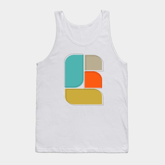 Orange Turquoise Tan Gold Geometric Retro Scandinavian Tank Top by OrchardBerry